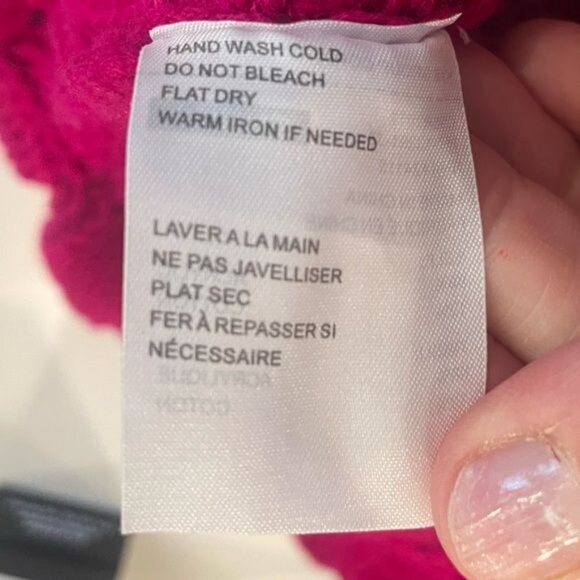 Elodie Chunky Knit Ribbed Neck Sweater Bright Pink Orchid Bubble Sleeve Sz Large - Picture 7 of 8